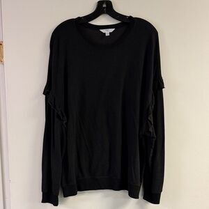Time & Tru Black Ruffle Long Sleeve Top Size XL